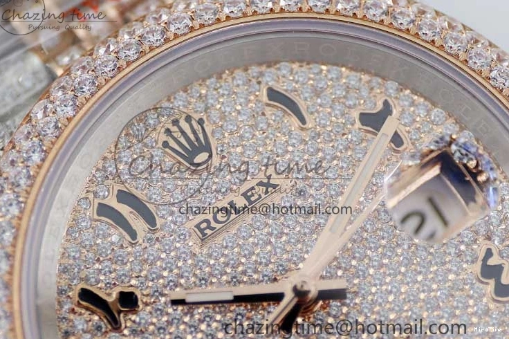 MiroTime 1229 Affordable Datejust 41 SS RG Full Diamonds TWF 1:1 Best Edition Arabic Markers Dial on Jubilee Bracelet A 2385